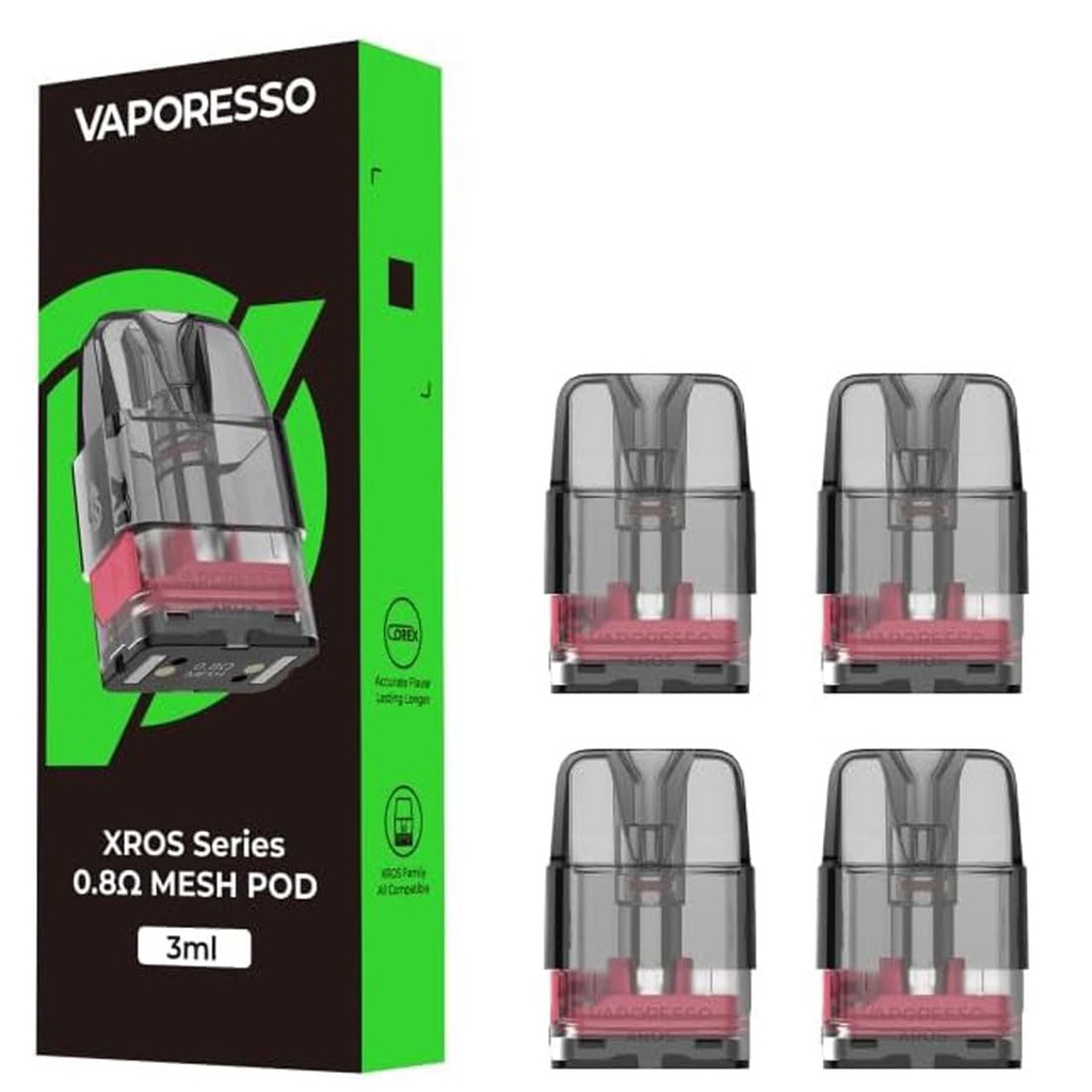 CARTUCHO XROS SERIES 3ML 0.8 4PCS