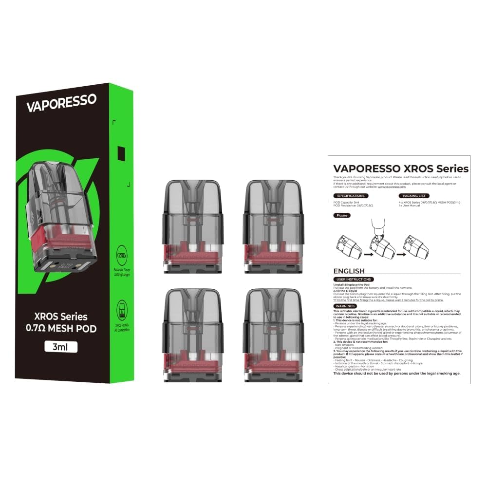 CARTUCHO XROS SERIES 3ML 0.7 4PCS